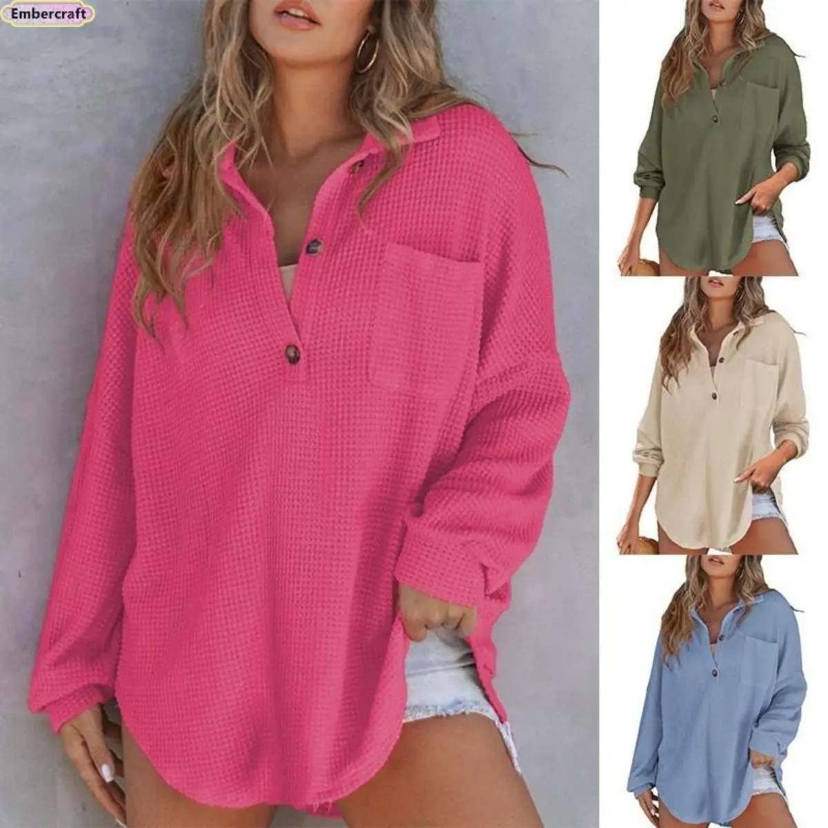 Women's Waffle Knit Sweater - Cozy, Soft-Stretch, Lightweight Slim-Fit Long-Sleeve Pullover, Minimalist Layering Top for Fall Winter Office & Casual Daily Wear
