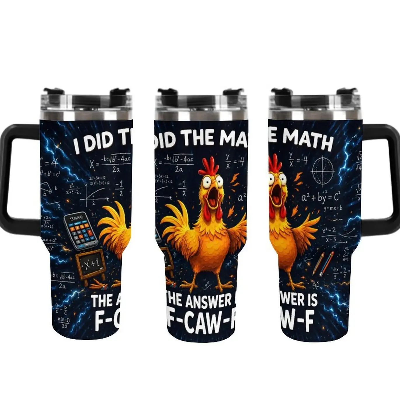 Funny Chicken I Did The Math Tumbler, Crazy Chicken Math Formula Design Cup, Sarcastic Office Humor Travel Mug, Teacher Coworker Gift, 40oz Stainless Steel Tumbler, Halloween Christmas Gift
