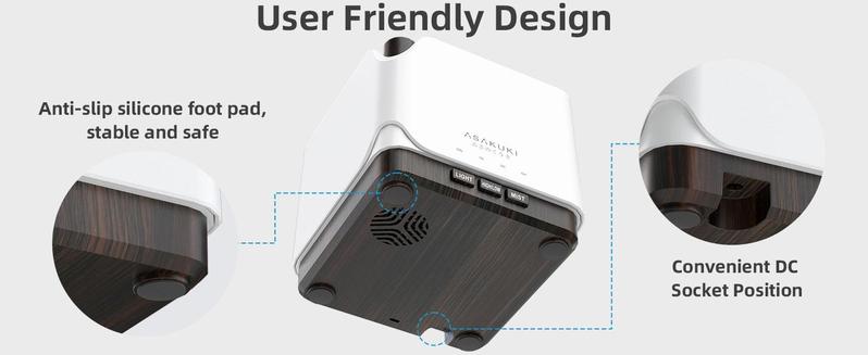 ASAKUKI 700 ml Premium Essential Oil Diffuser, 5 in 1 Ultrasonic Aromatherapy Fragrant Oil Vaporizer Humidifier, Timer and Auto-Off Safety Switch, 7 LED Light Colors