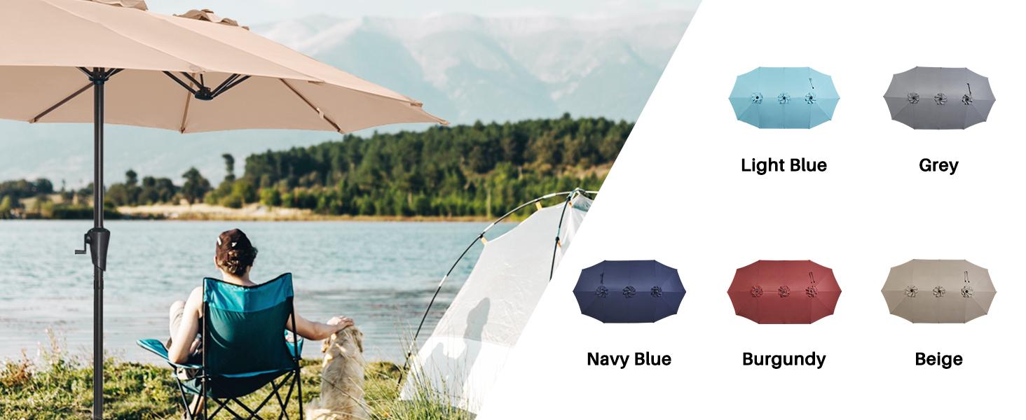 SUPERJARE 13FT Umbrella Outdoor Patio, Double sided Pool Umbrellas with Fade Resistant Canopy, Large Table Umbrella for Deck, Market, Backyard
