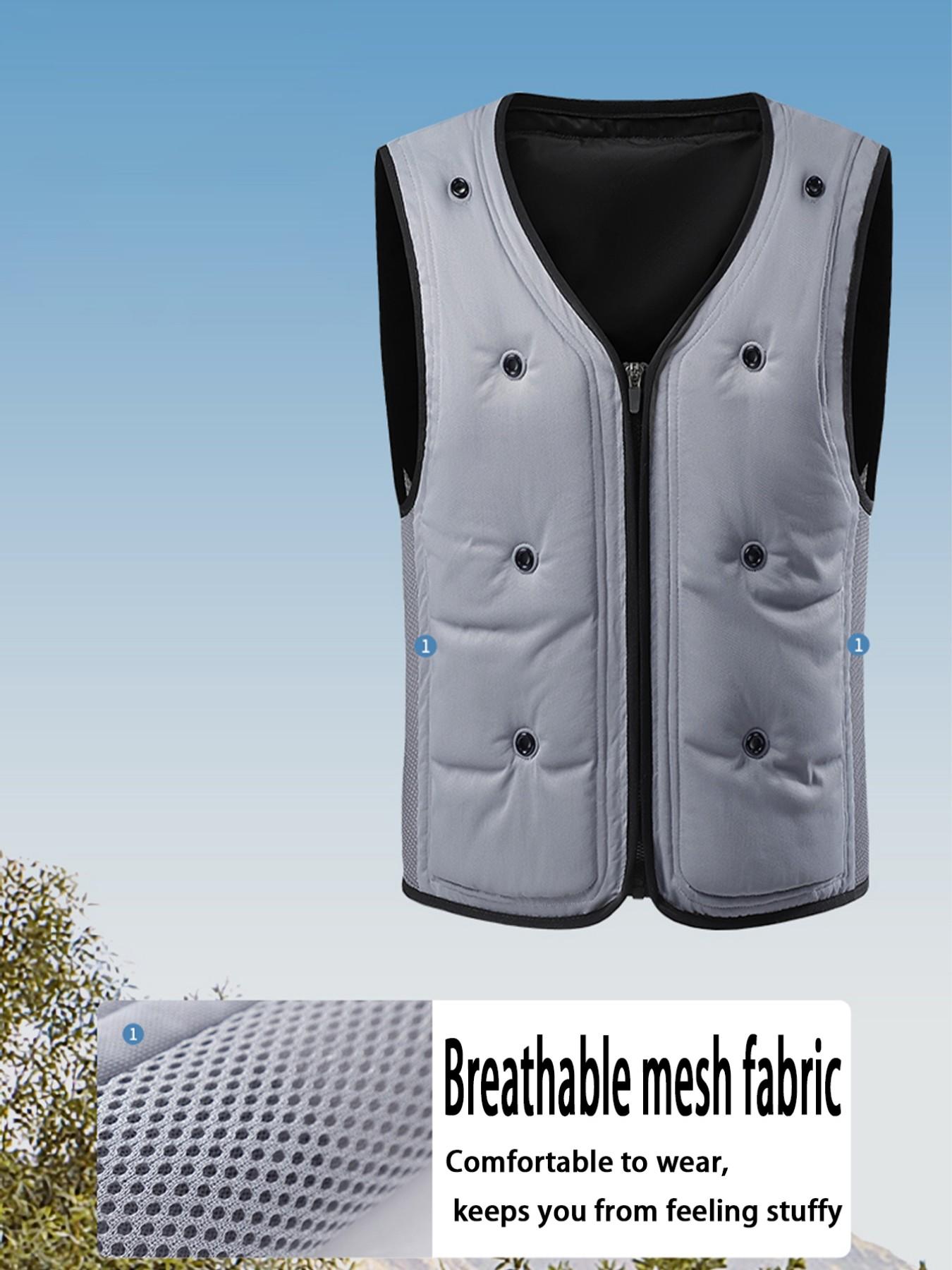 Men's Outdoor Casual Work Plain Color Vest Gilet, Physical Steam Cooling Inner Layer, Fitted Style, One Piece, No Ca Prop 65 Warning