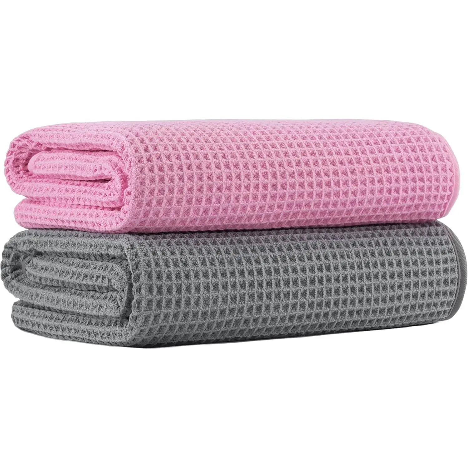 New Microfiber Waffle Bath Towels 2 Pieces Oversized Soft Absorbent Fast Drying Lint Free 430 GSM (30''x60''/76cm x 152cm)