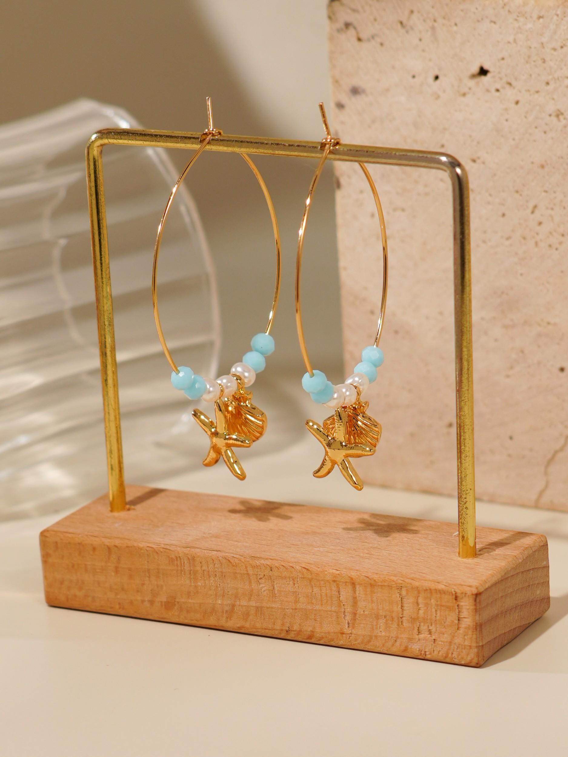 Beach Vacation Shell Starfish Earrings Set, Perfect for Women's Beach Party, Stylish Seashell Jewelry Accessories