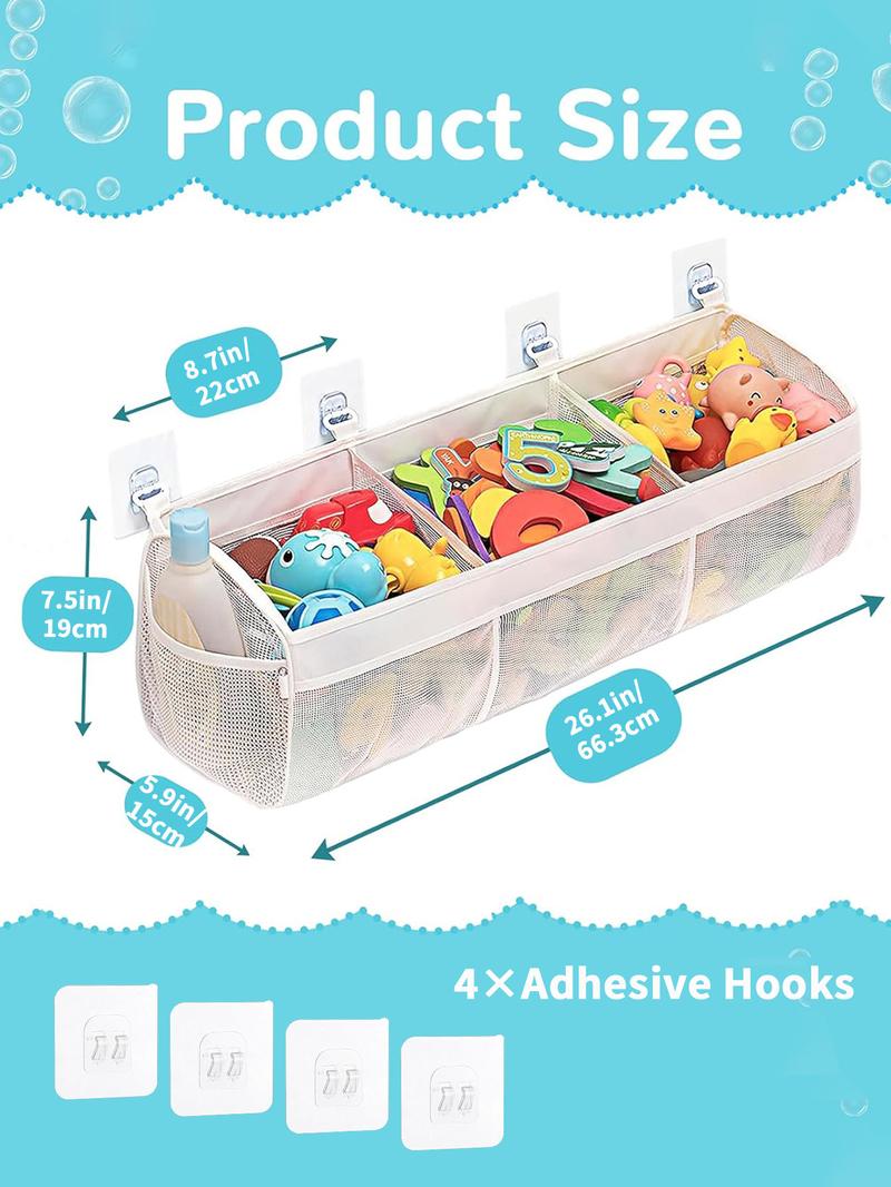 Mesh Bath Toy Storage Bag, Large Capacity Bath Toy Holder, Durable Bathroom Storage Bag, Easy To Hang and Dry, Suitable for Children's Toys and Bathroom Accessories