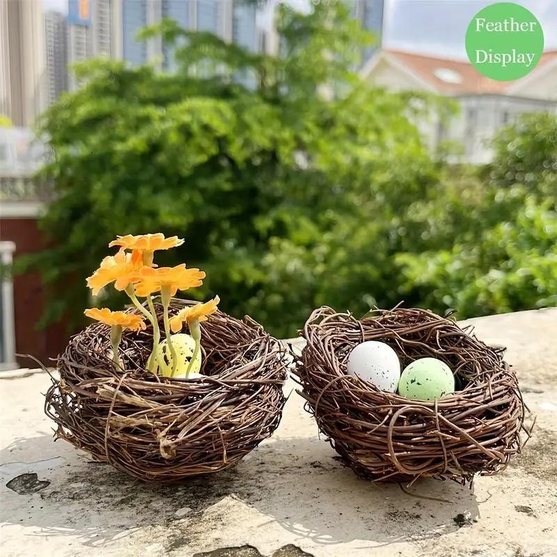 2pcs Handmade Natural Material Bird Nest Models, Garden Courtyard Home Party Wedding Decor Gifts, Desktop Ornament for Bird Lovers