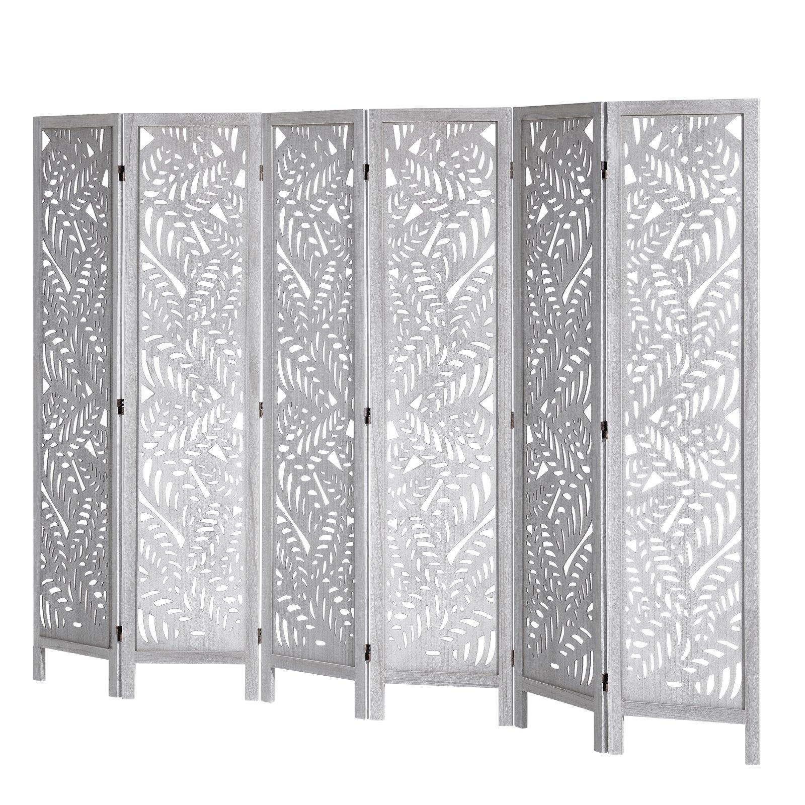 VEVOR Wood Room Divider - 6-Panel Carved Folding Privacy Screen, 66.9 in Tall Indoor Partition with Wood Panel Wall, Rectangular Form, Portable Setup for Home, Office