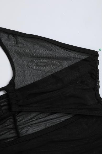 2026 Women's Halter Neck Mesh One-Piece Bodycon Swimsuit, Hollow Design with Slim Fit, Perfect for Beach Holiday and Pool Party