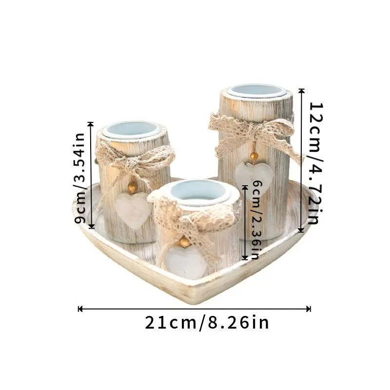 Wooden Candle Holders Centerpieces for Living Room Coffee Table Decorations | Wooden Candles Holders with Wood Tray,Candlesticks for Home Decoration Fireplace Farmhouse Table Kitchen Decor
