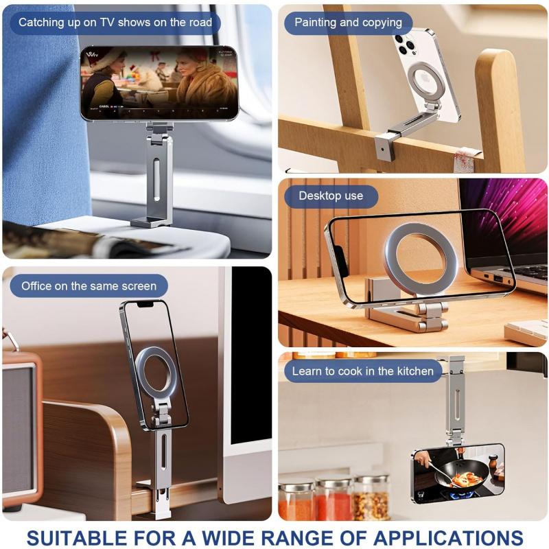 Magnetic Phone Stand - Adjustable Foldable Phone Stand with Strong Magnet, Portable Travel Phone Stand Compatible with iPhone 16/15/14/13/12 Pro, Samsung Galaxy, All Smartphones