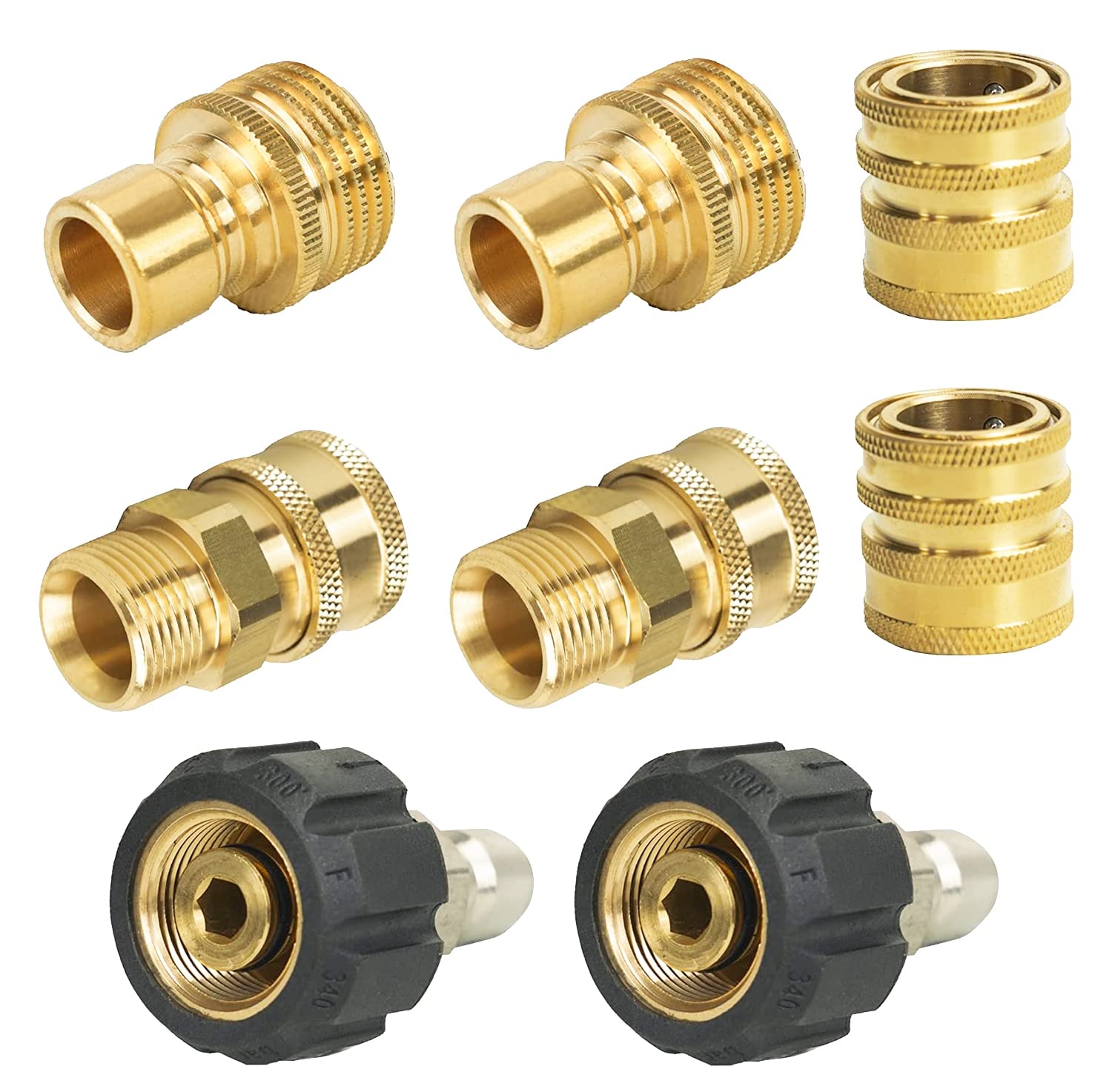 Hourleey Pressure Washer Adapter Set, Quick Disconnect Kit With M22 Metric Male Thread Quick Connector, M22 Swivel to 3/8'' Quick Connect, 3/4" to Quick Release, 8 pack Hourleey Pressure Washer Adapter Set, Quick Disconnect Kit With M22 Metric Male Thread Quick Connector, M22 Swivel to 3/8'' Quick Connect, 3/4" to Quick Release, 8 pack