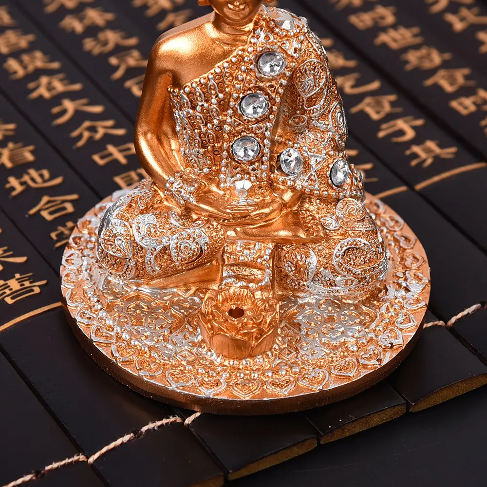 Buddha Resin Sculpture, Decorative Incense Burner for Tea Room Yoga Meditation, Desktop Feng Shui Ornament, Handmade Craftsmanship