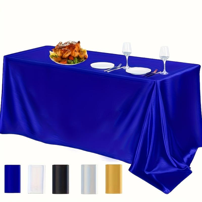 1pc Elegant Navy Blue Satin Tablecloth - Rectangular Polyester, Smooth Glossy Finish, Perfect for Weddings, Birthdays, Graduations, Dining Room, Picnics, and Outdoor Events, Outdoor Event Accessory | Elegant Table Setting | Glossy Finish Fabric