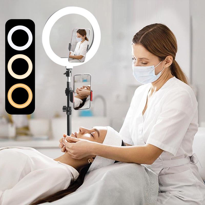 10"Ring Light with Stand,Video Light Tripod for Phone ,with 43.3"Tripod/1 Phone Clips/1 USB Ports,2600K-6500K Color Temperature,for Barber Makeup Tattoo TikTok Video Recording Vlog#Christmas lights