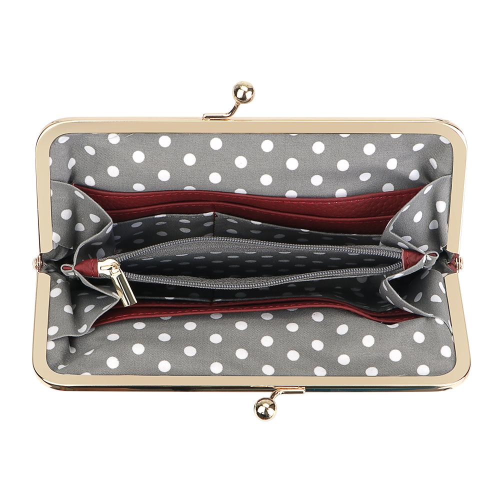 Royal Bagger RFID Kiss Lock Wallet, Solid Color Multi-card Slots Card Holder, Genuine Leather Clutch Purses for Women 1468 SpringStatements