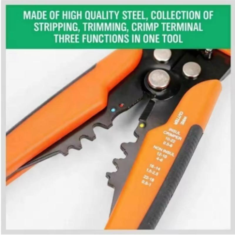 8-Inch Automatic Wire Stripping Pliers - Multi-Function Electrical Tool for Pressing, Breaking, Pulling & Peeling Wires
