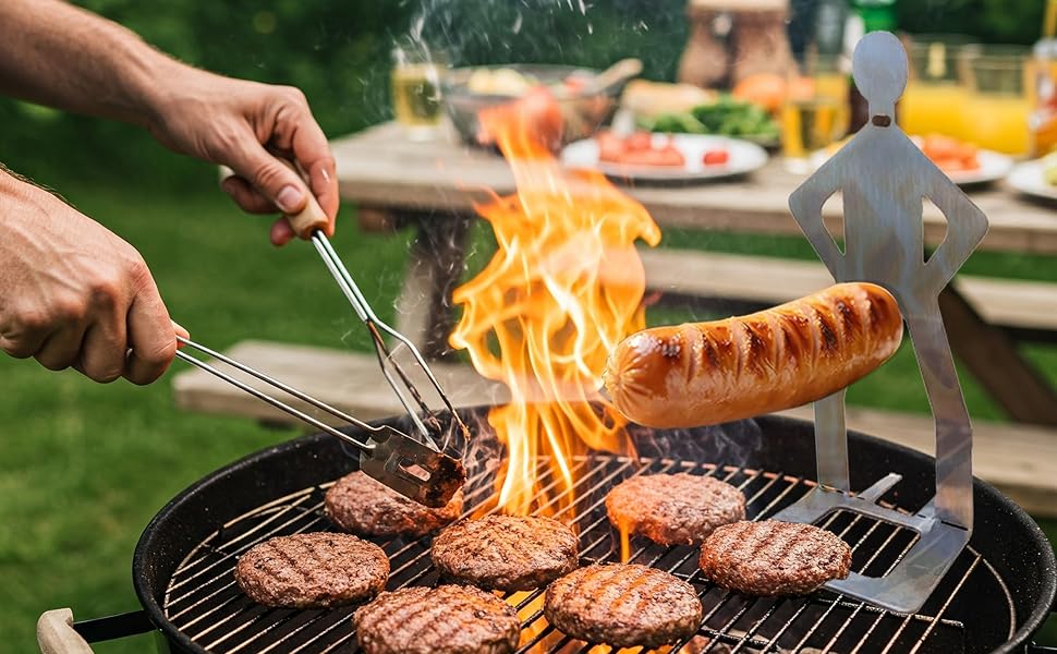 humanoid sausage grill stainless steel barbecue stand outdoor BBQ hot dog stand, reusable stainless steel sausage stand, portable hot dog grill, Bbq Tools, Outdoor Bbq Utensils, camping and party gift barbecue accessories