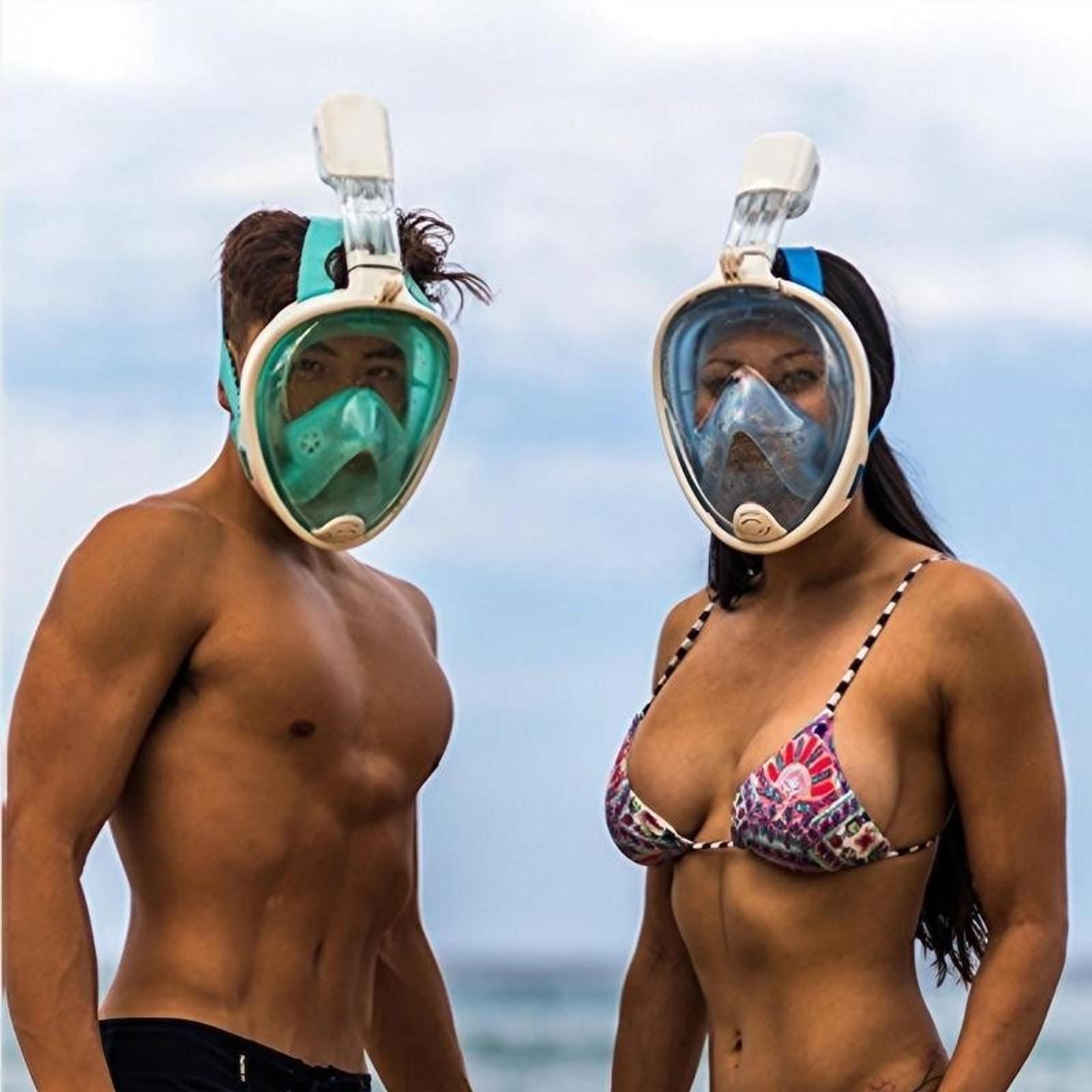 Silicone Snorkeling Mask Anti-Fog Anti-Leak Full Face Diving Goggles 180° Clear View Professional Snorkel Kit Pressure Resistant Safety Breathing System
