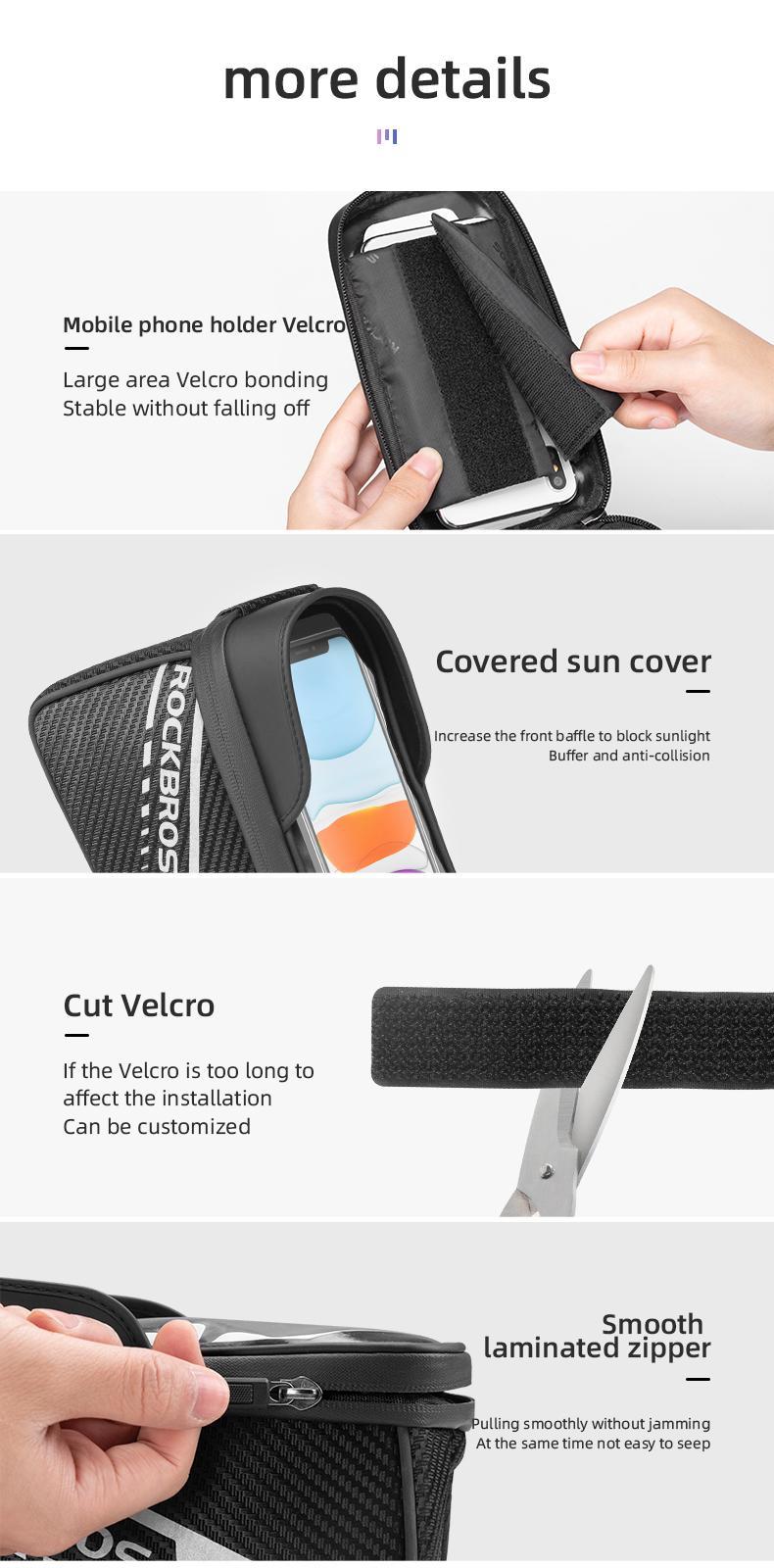 ROCKBROS Bike Phone Front Frame Bag Top Tube Bike Bag Bicycle Handlebar Bag Cell Phone Holder Mount Bag Cycling Accessories Storage Pouch for Phone 15 16 Pro Max Below 7.2” ROCKBROS Bike Phone Front Frame Bag Top Tube Bike Bag Bicycle Handlebar Bag Cell Phone Holder Mount Bag Cycling Accessories Storage Pouch for Phone 15 16 Pro Max Below 7.2”