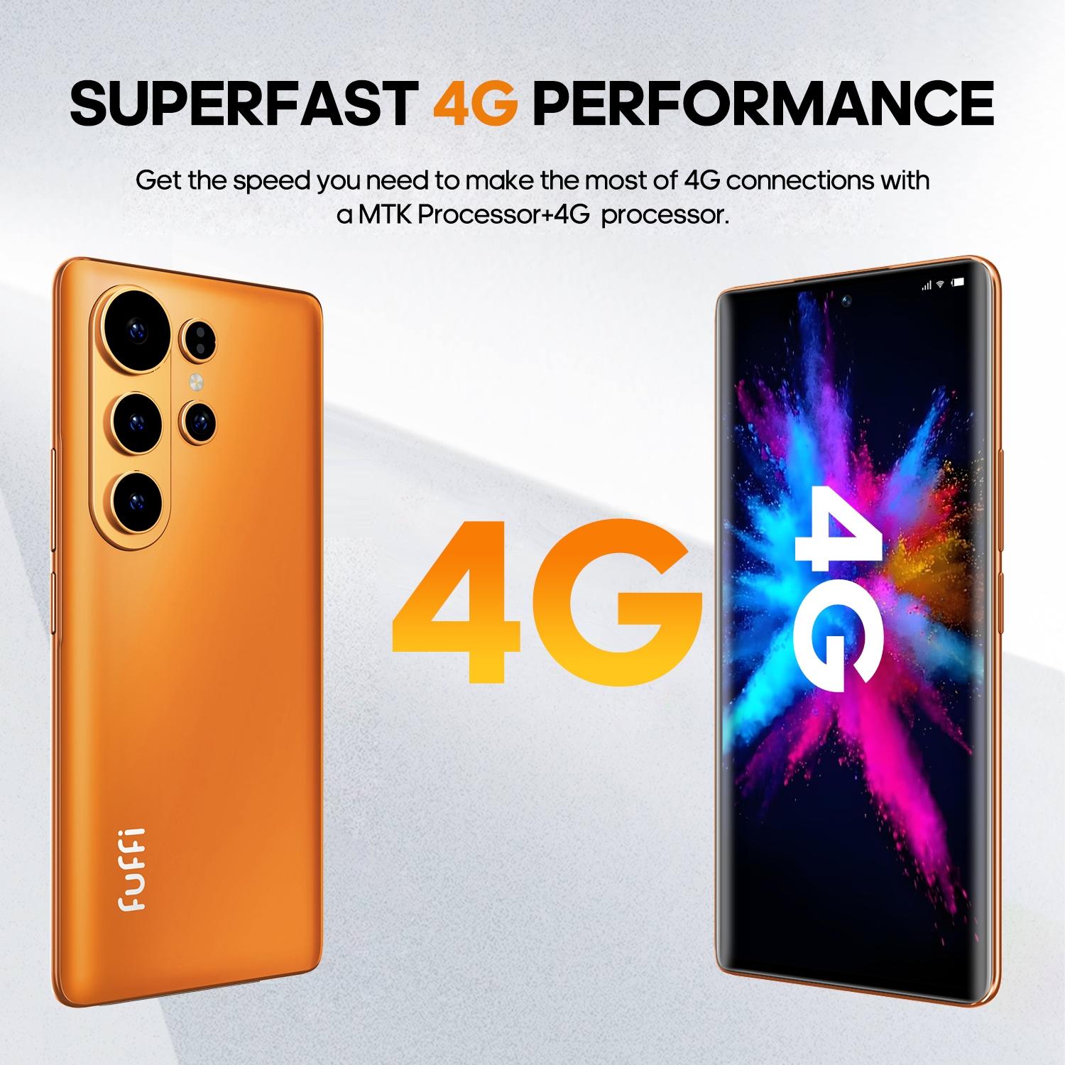 FUFFi 6.67-inch curved screen, 4G network smartphone, 4GB RAM+64GB ROM, 5MP+13MP high-definition camera, eight core processor, Android 12.0 stylish phone, 5000mAh battery, dual card dual standby, GPS