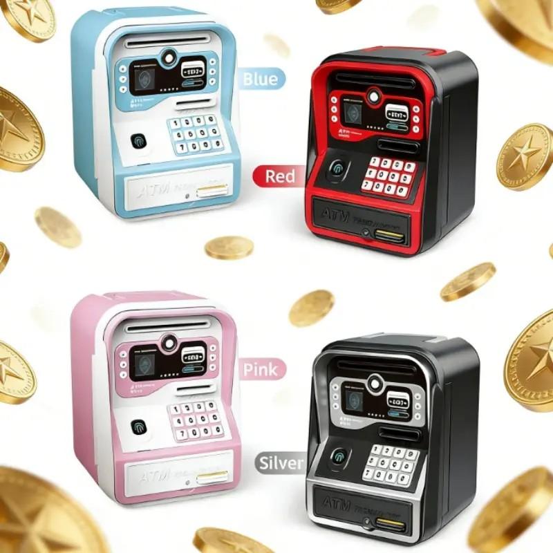 Upgraded Atm Deposit Machine, Automatic Money Saving, Password Protected, Easy Operation, Safe & Convenient, Perfect Gift for Kids over 3 Years, Coin Box