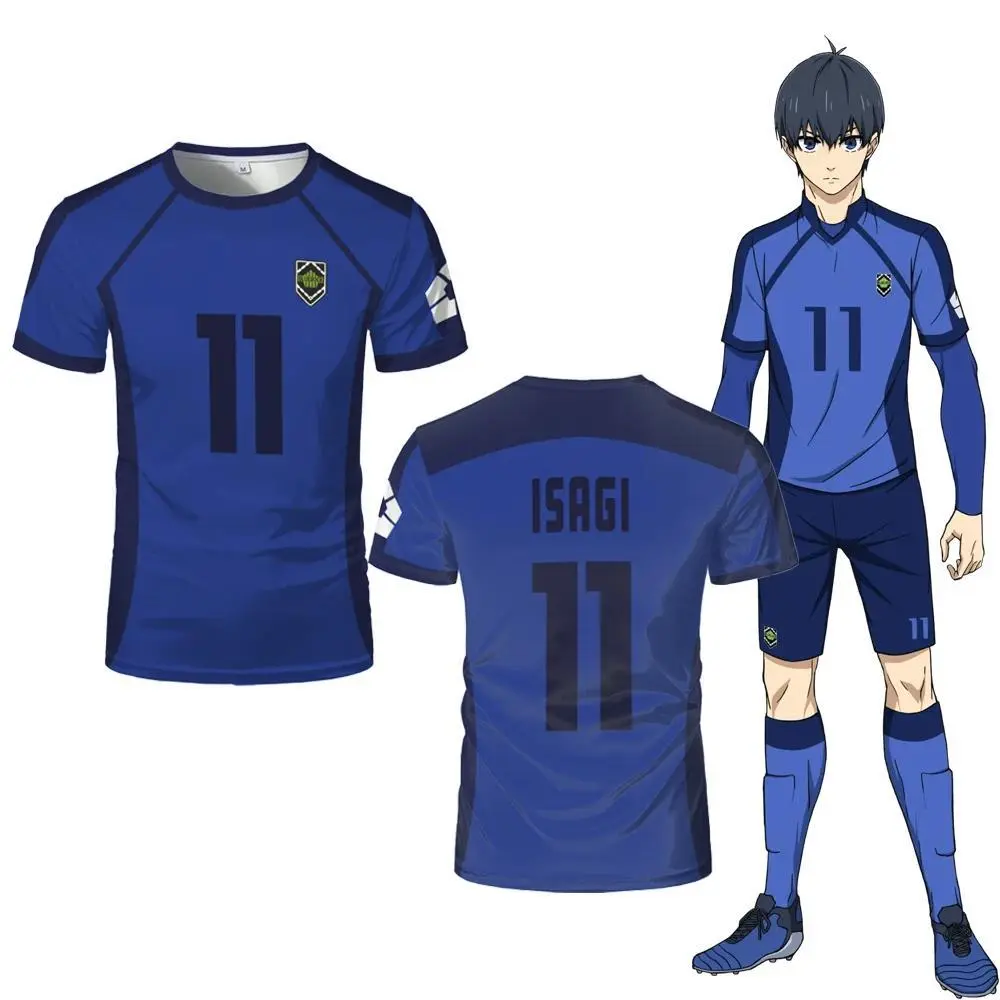 ISAGI 3D Print Sports Quick-dry Breathable Men T-Shirt Anime Cosplay Harajuku Football Team Training Parent-child Short Sleeve