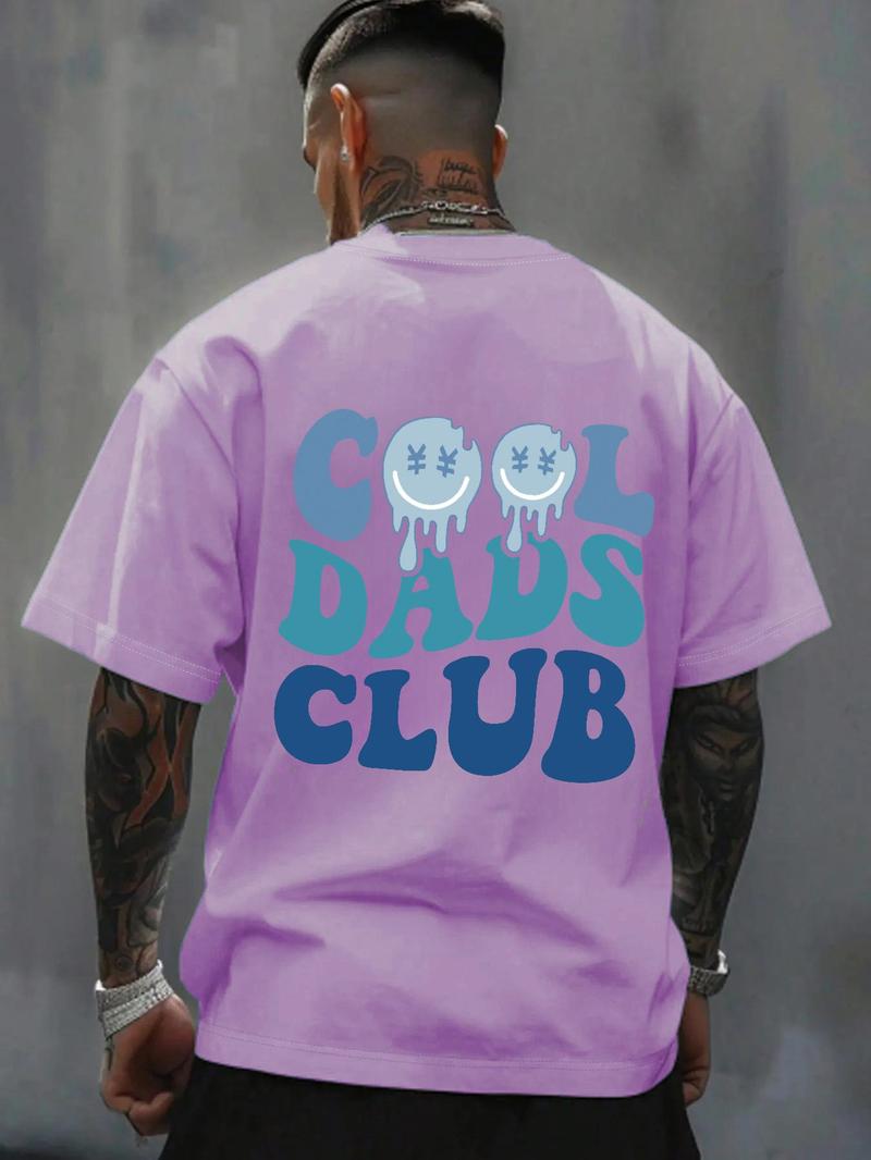 Men's Regular Fit Cool Dads Club Figure Print Round Neck Tee, Casual Short Sleeve Crew Neck T-shirt for Daily Wear, Fashion Men's Top for All Seasons, Tropical, Casual Style Tee