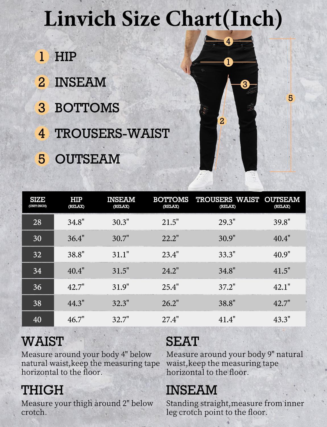 TUREFACE Mens Jeans Slim Fit Skinny Denim Stretch Tapered Jean Pants