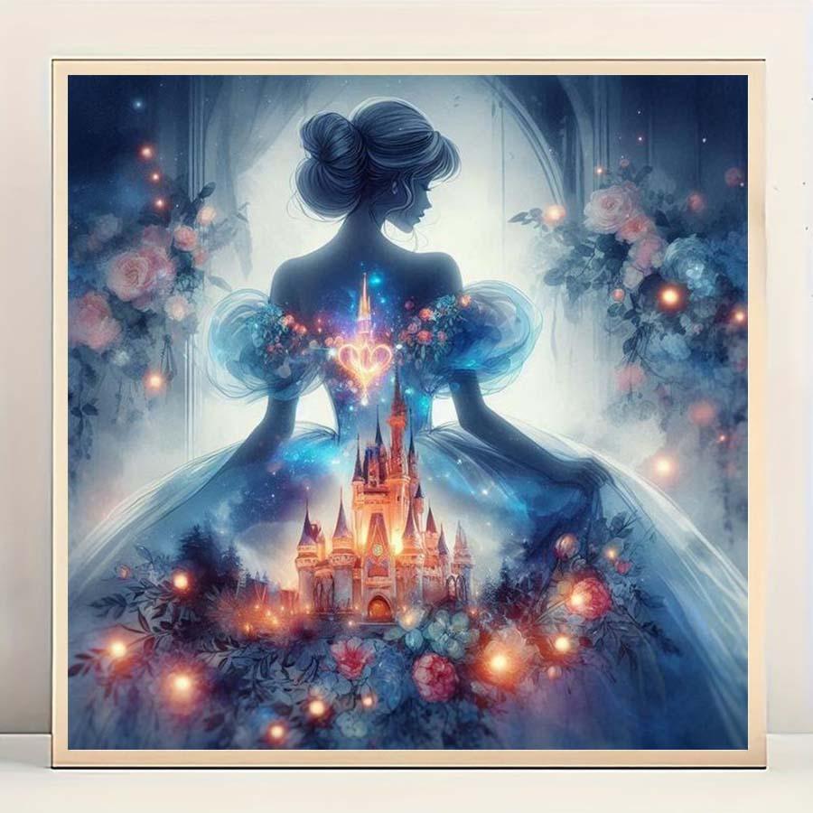 1pcs 5D DIY diamond painting kit, 5D diamond art set, DIY decoration, castle, flowers, light spots diamond painting kit full round drill DIY, mosaic, diamond art, DIY art home decor, suitable for Halloween and Christmas, Diamond Art Tools, Handicraft