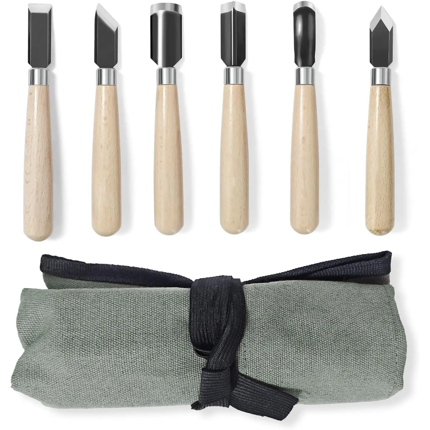Wood Carving Set - Chisel Set with Canvas Case, Carving Chisels Set Woodworking for Adults, Wood Whittling Set for Beginners, Hobbyists and Professionals