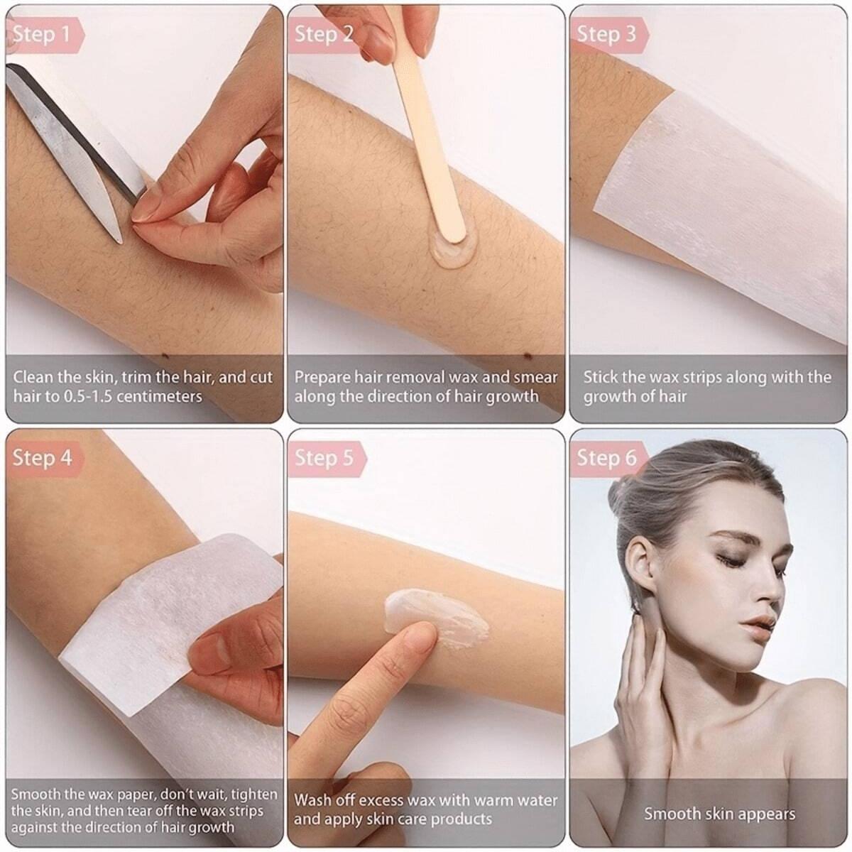 50pcs/100pcs Pack Wax Strips For Hair Removal, Waxing Accessories, Hair Products And Accessories For Barber Salon Beauty Travel Essentials