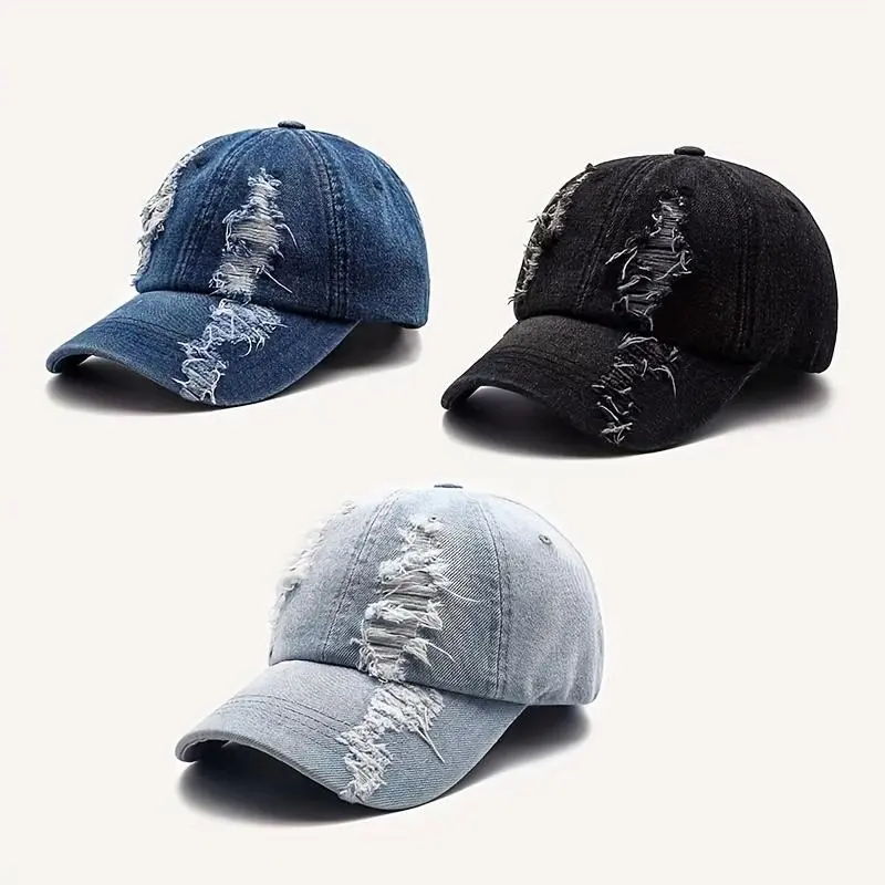 Distressed Vintage Denim Cowboy Hat, Fashionable Casual Versatile Sun Hat, New Autumn/Winter Trendy Cap