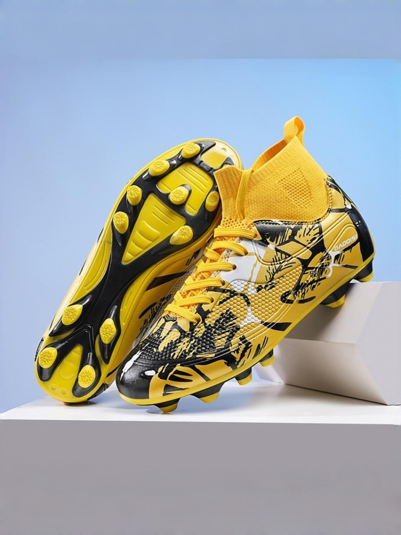 1 Pair Men's High Top Long Studs Football Shoes Heel Support Frame For Enhanced Stability Wear-Resistant Anti-Slip For Daily Training And Matches