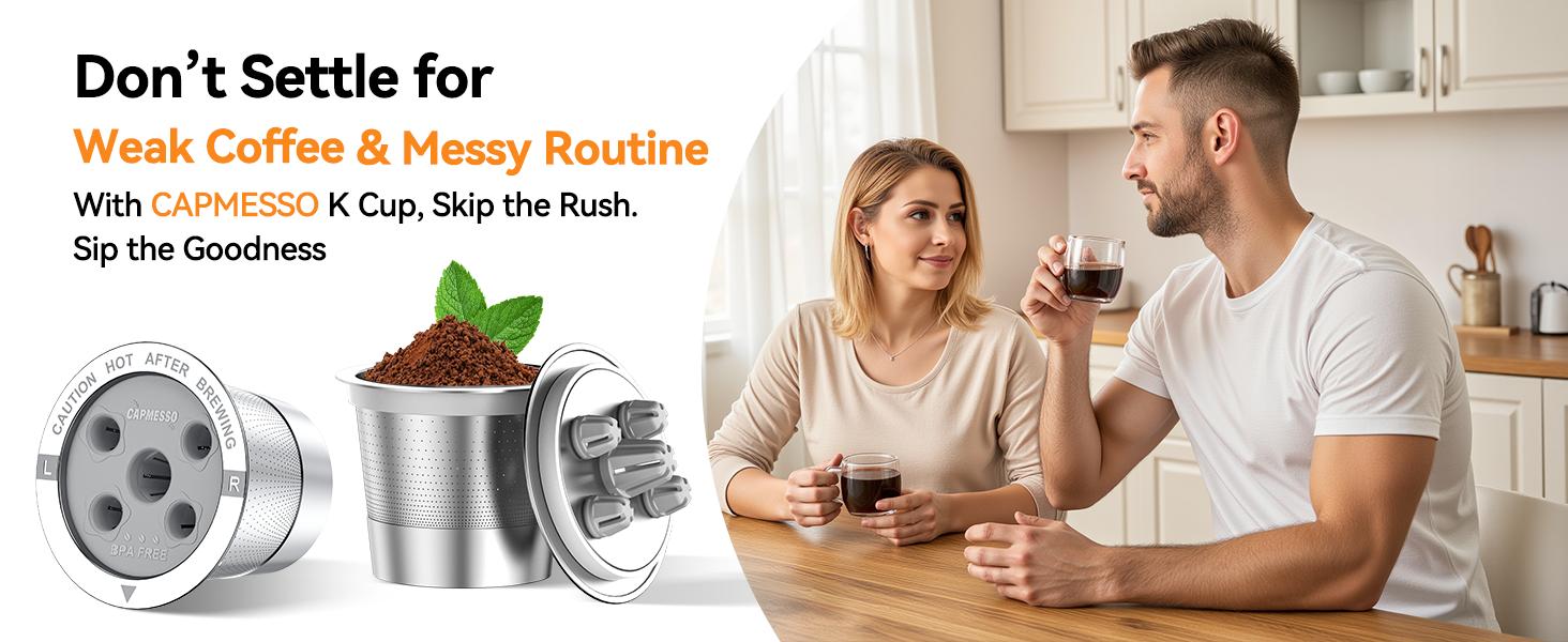 Reusable K Cups for: 2025 Updated My K cup Coffee Refillable Coffee Pods with 5 Holes - for K Supreme/K Slim/K-Duo Gen2/K-Brew Chill with MultiStream Technology (2 Pack)