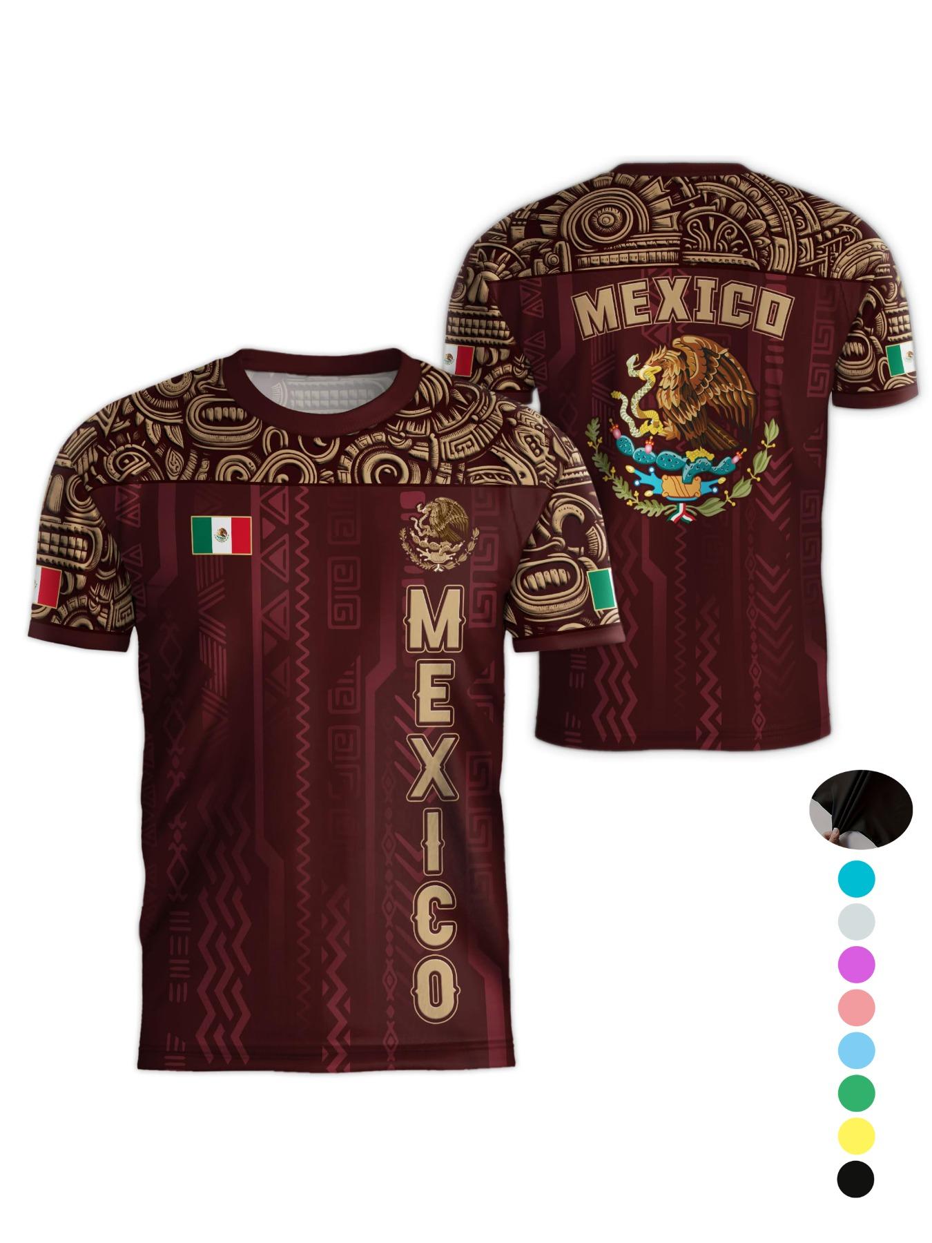 Mexico World Cup Short Sleeve T-Shirt, Breathable Quick-Dry Sports Fabric, Casual Fitted Ombre Design, Unisex Long Tee for All Seasons, Athletic Sports Clothing