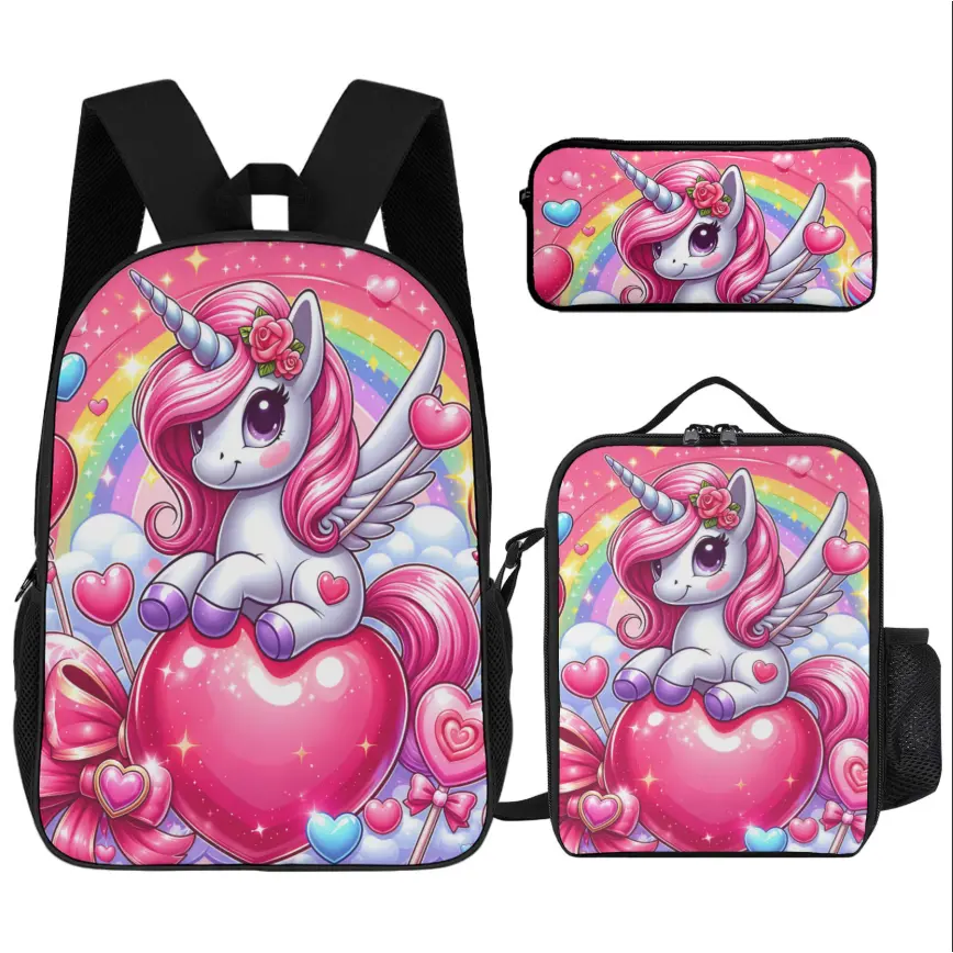 17in Unicorn 3pcs Backpack Set, Women's Oversized Backpack, Unisex Travel Backpack, Durable School Bag for School, College & Daily Use - Cool Pop, 17in Bookpack