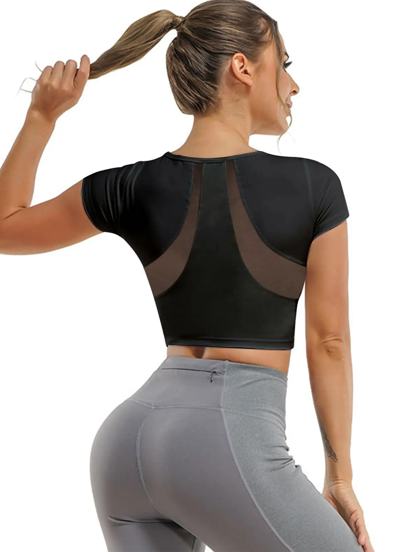 Women's Detachable Cup Pad Sports Top High Stretch Breathable Outdoor Fitness T-Shirt Short Sleeve Sporty Tank Top Activewear Tee