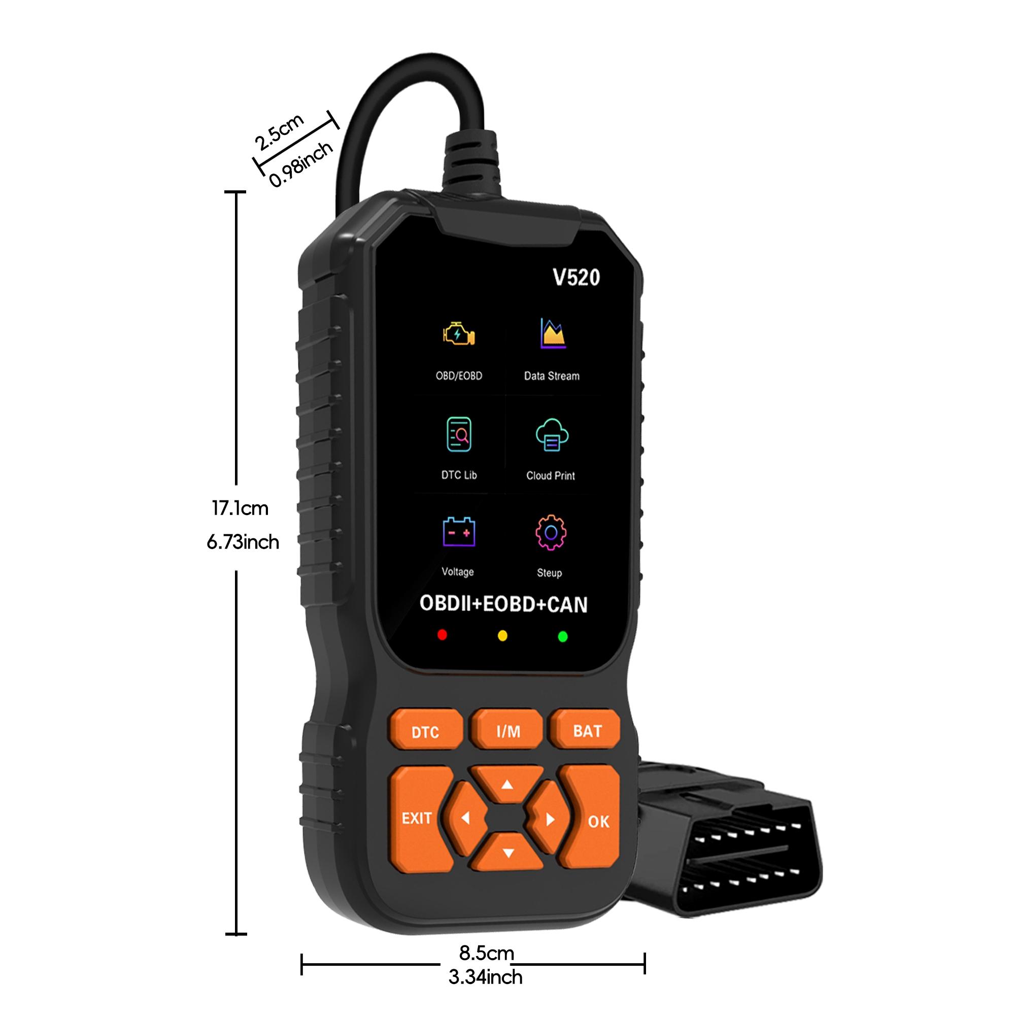 Professional Obd2 Scanner, Obdii Diagnostic Code Reader Tool, Engine Light Check, Read/clear Codes, Voltage Test, Auto Diagnostics for Cars Since 1996, Automotive Scan Tool