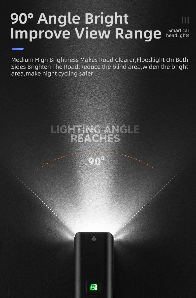 ROCKBROS 1500 Lumens Bike Light for Night Riding, 5000mAh USB-C Rechargeable Bike Headlight, Aluminium Alloy IPX6 Waterproof Bike Front Light, 5 Modes & Auto Mode Anti-Dazzling LED Bike Light