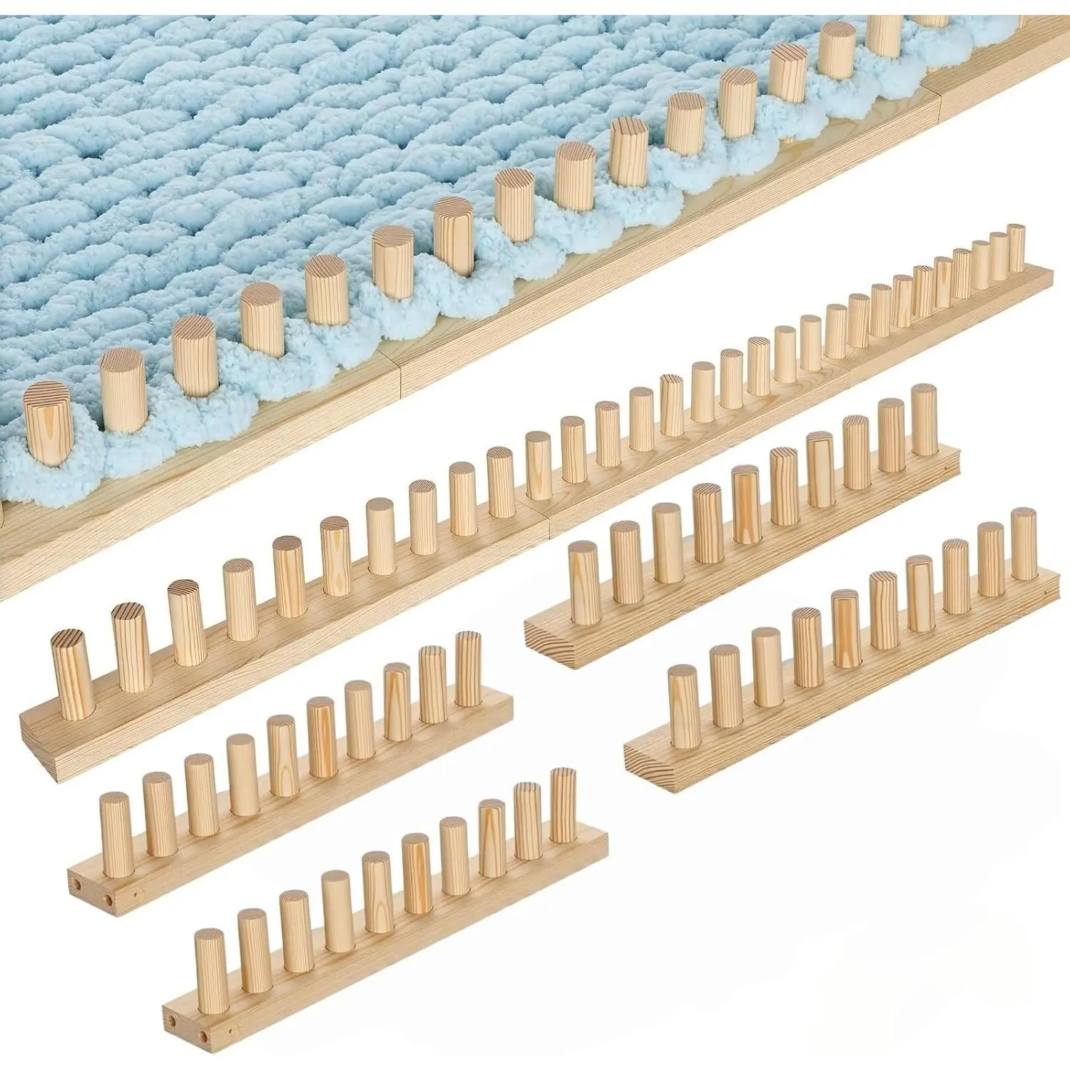 62" Chunky Blanket Loom, Wooden Loom for Chunky Throw Blanket, Adjustable Size Hand Knitting Kit, Ideal and Friendly for DIY Beginners