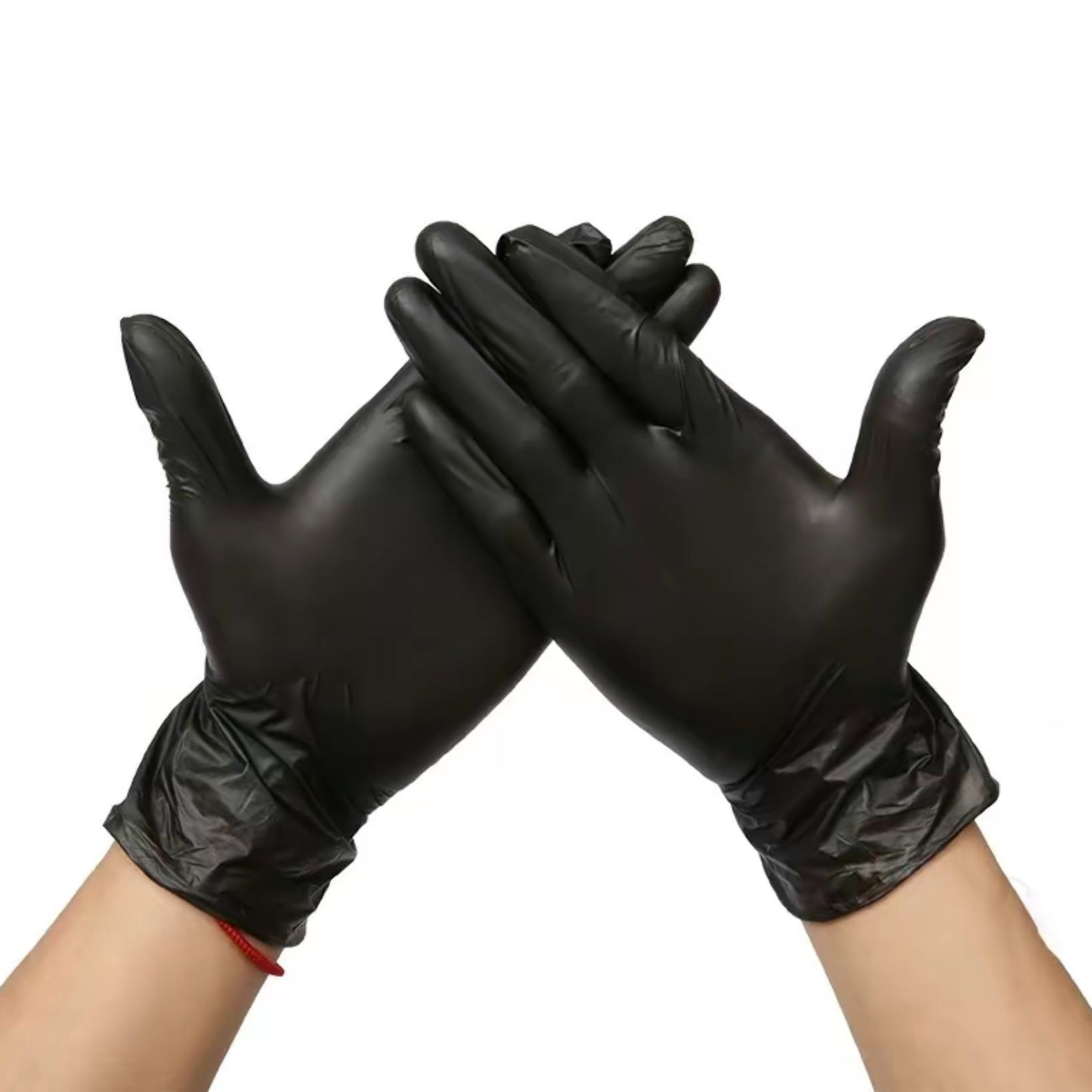 10/20/30/50/100 pairs of black polyvinyl chloride disposable gloves, non-latex material, suitable for household cleaning, kitchen use and other occasions, bathroom cleaning, kitchen cleaning gloves, for washing dishes, household kitchen cleaning gloves