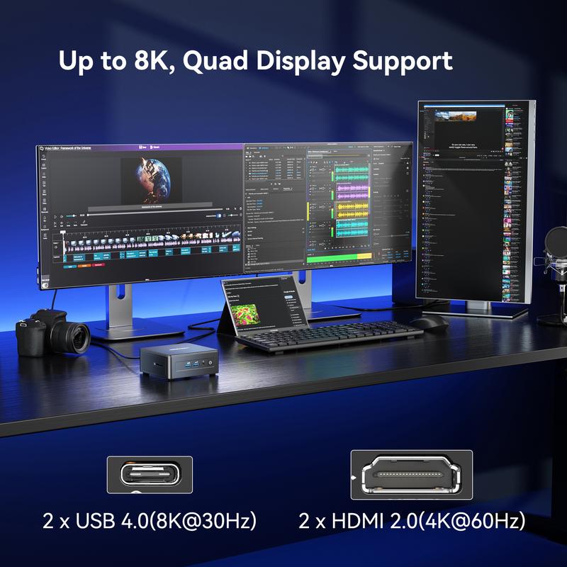 GEEKOM 2025 New Upgraded IT15 Mini PC Windows 11 Pro, with 15th Gen Intel U9-285H (Up to 5.4GHz), 32GB DDR5 Dual-Channel RAM & 2TB NVMe SSD (Expandable), 8K/Quad Display/WiFi 7/BT 5.4/Real-time AR Student Computer chrismas gift