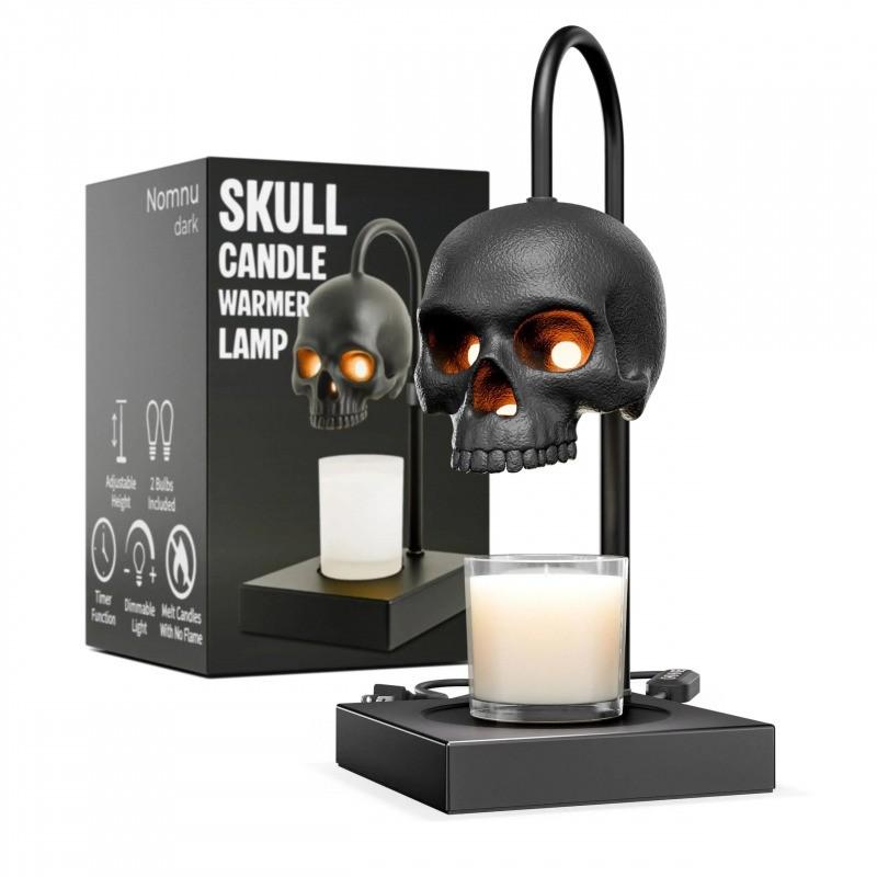 Skull Candle Warmer Lamp with Timer & Dimmer, Adjustable Height Gothic Candle Lamp, Perfect for Ambiance Lighting, Candles Not Included