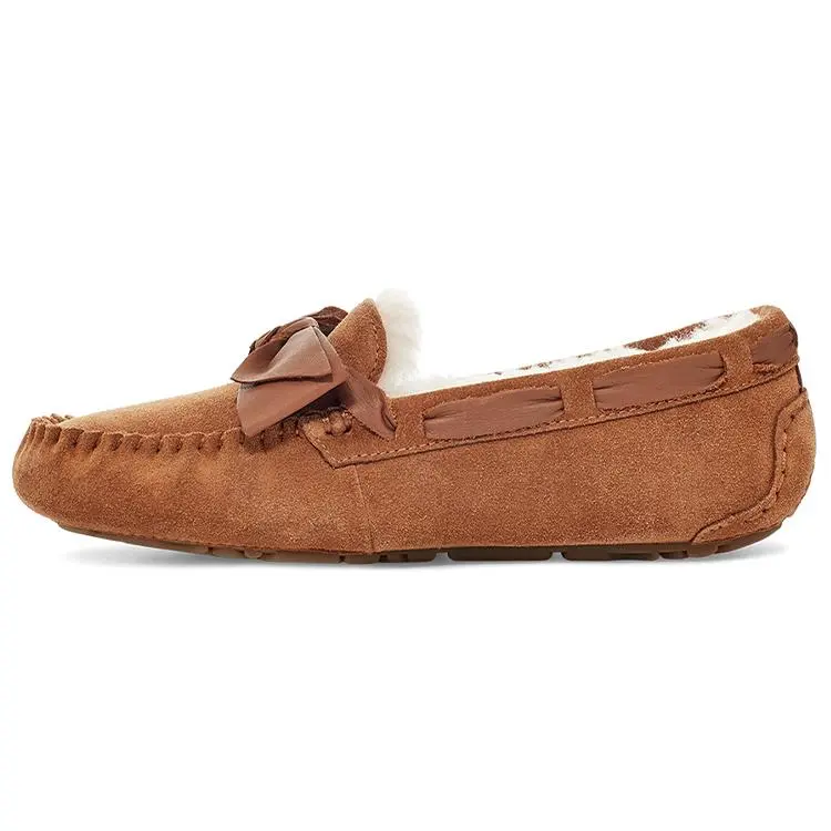 UGG Dakota Leather Bow Comfortable Warm Casual Flat Shoes 1118914-CHE