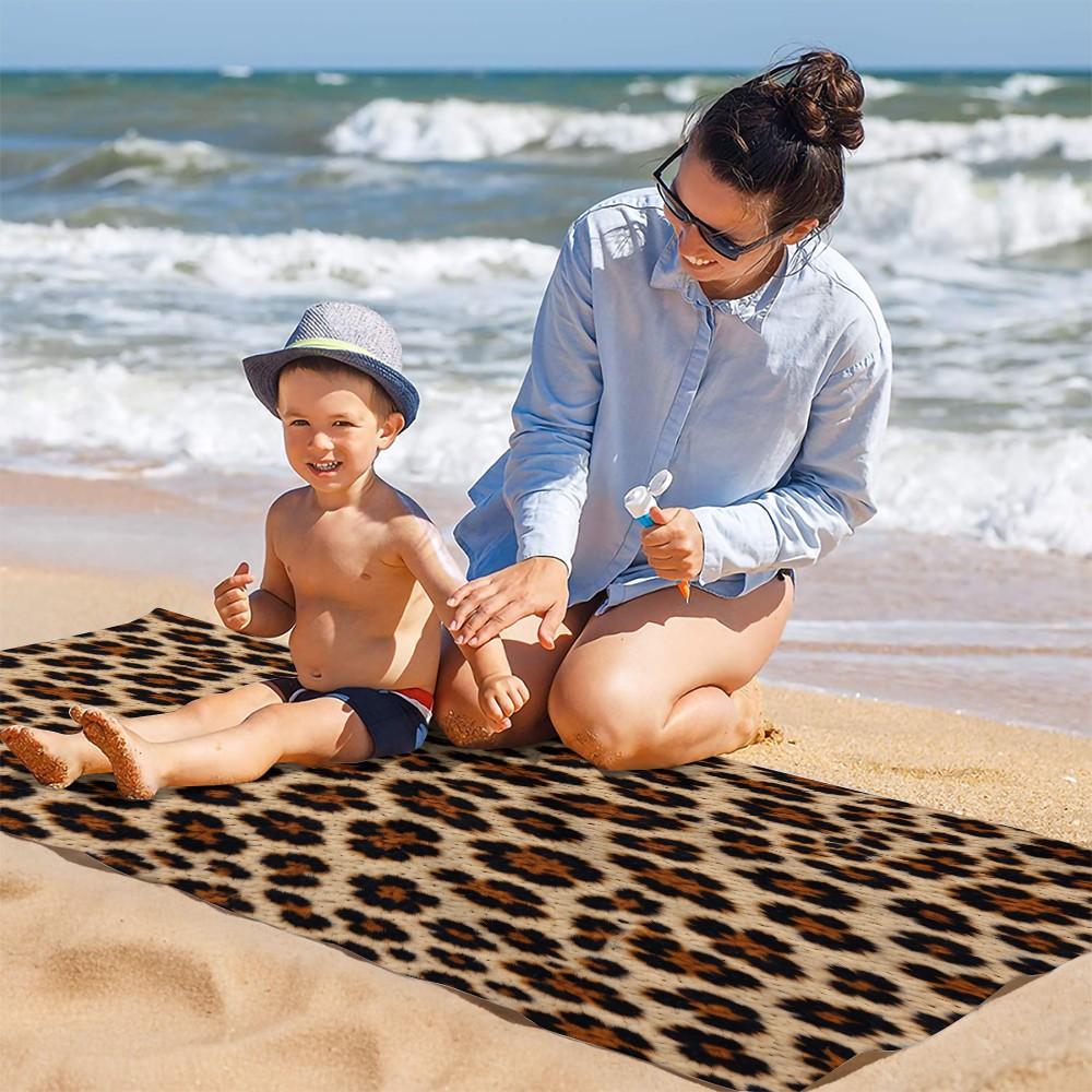 Leopard Print Beach Towel, Multiple Styles, Quick Dry Soft Skin-Friendly Absorbent Sand Free, Suitable for All People, Pool Camping Beach Towel, Ideal Gift Choice