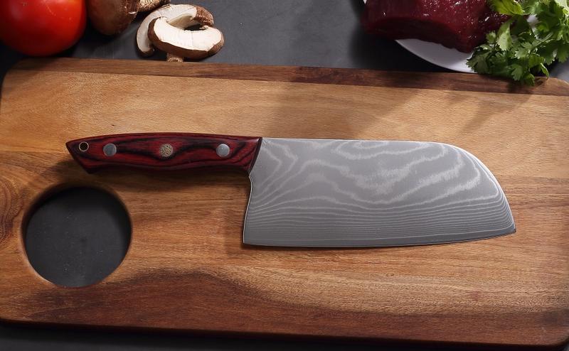 Professional Damascus Chef Knife & Nakiri Knife - 7-Inch Forged Blade with >60° Sharp, Butcher/Chef/Utility/paring Knives for & Professional, Meat, Vegetable Slicing