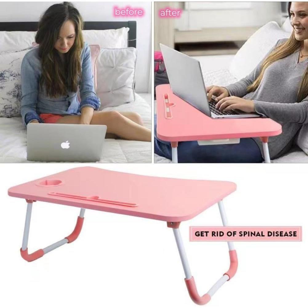 Laptop Desk Foldable Bed Table, Portable Lap Desk Laptop Bed Tray Table with Storage Drawer and Cup Holder, Lap TraysTables Notebook Stand Reading Desks Breakfast Tray for Beds Couch Sofa Floor –