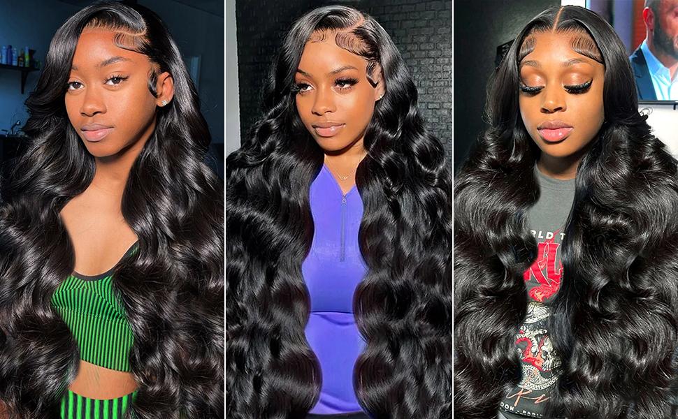 30 Inch Body Wave Lace Front Wigs Human Hair Pre Plucked 13x4 HD Lace Front Wigs Human Hair 180% Density Body Wave Glueless Frontal Wigs Human Hair for Women