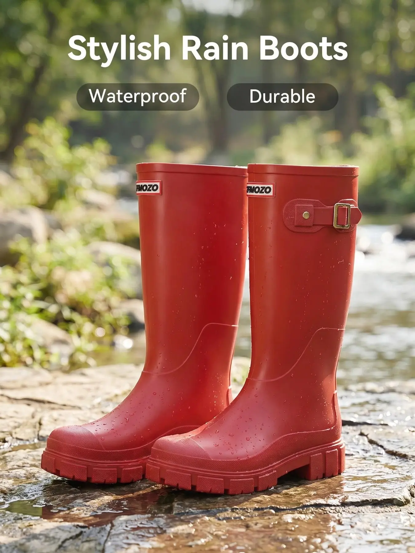 【Black Friday】Women's Mid-Calf Rain Boots, Rain Shoes, Waterproof Anti-Slip Design, PVC Sole, Classic Style, Height-Boosting, Comfortable Insole, Round Toe, Size Up