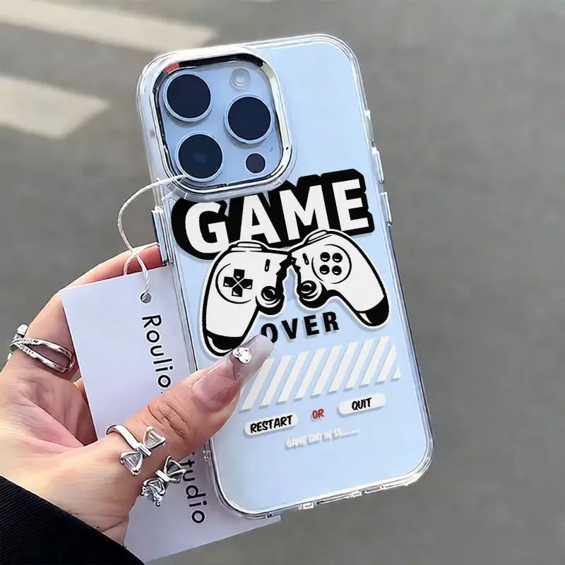 PU-TPU Hard Phone Case - Retro Game Over Controller Design with Restart/Quit Buttons for iPhone 18,17 Air E,16,15 Pro Max,14 Plus,13,12 Pro, Trendy Tech Gift for Gamers, Perfect for Daily Use
