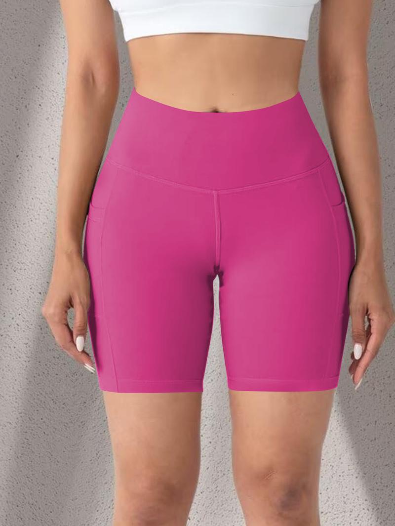 3pcs/Set Plus Size Women's Sportswear Tight Shorts High Waist Elastic Abdomen Control Yoga Shorts With Pockets